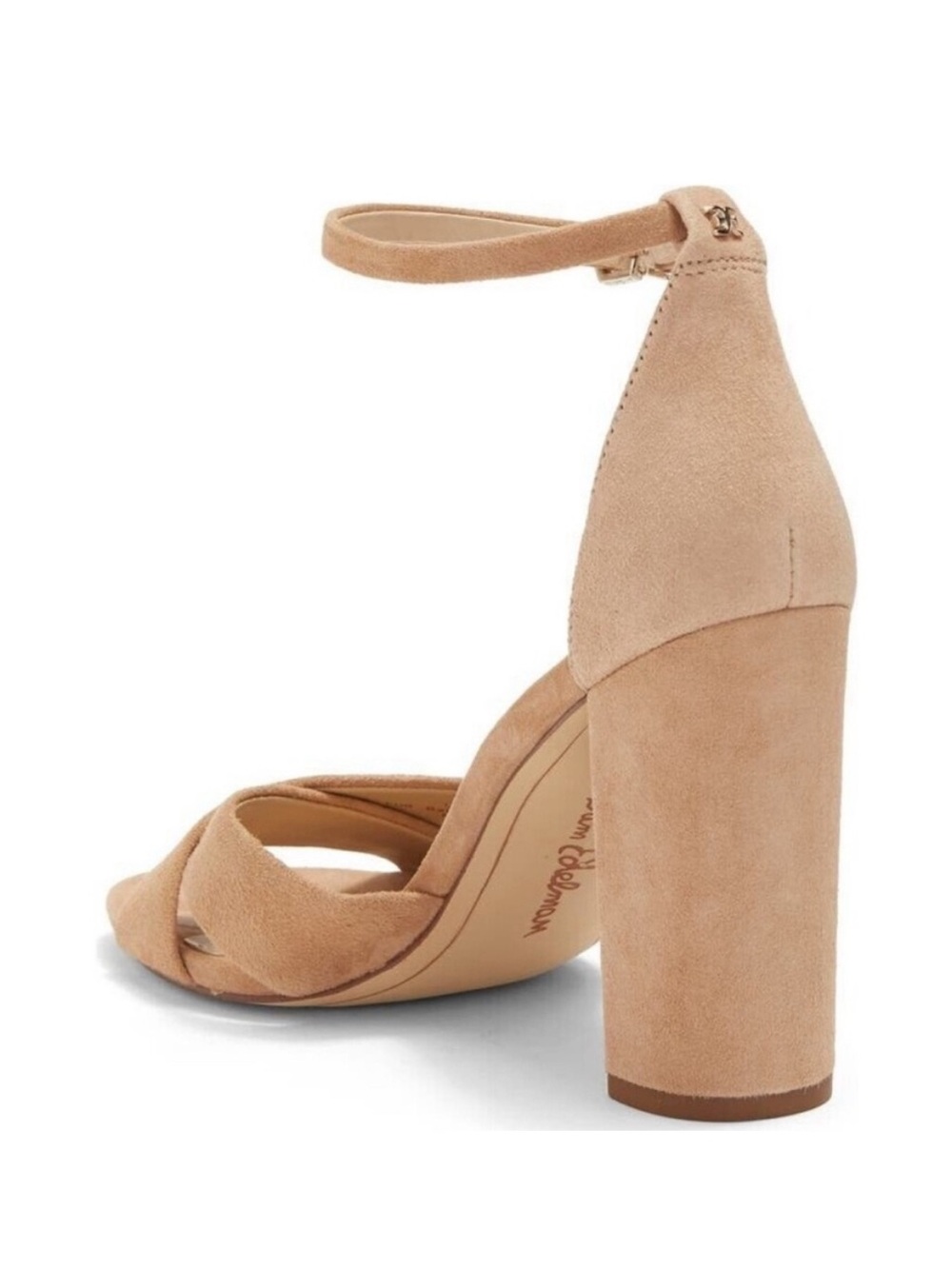 Sam Edelman Block Heel Sandals Ankle Strap cream tan  Suede Size 10 NEW in box - Picture 2 of 7